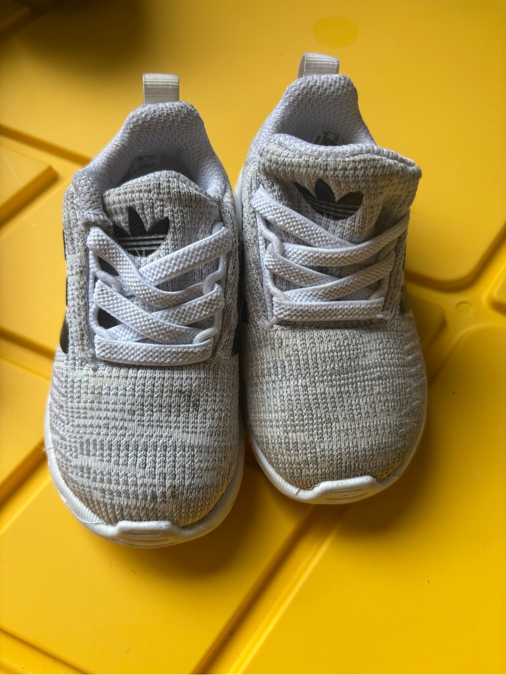 adidas Kids Light Gray Knit Slip-On Sneakers